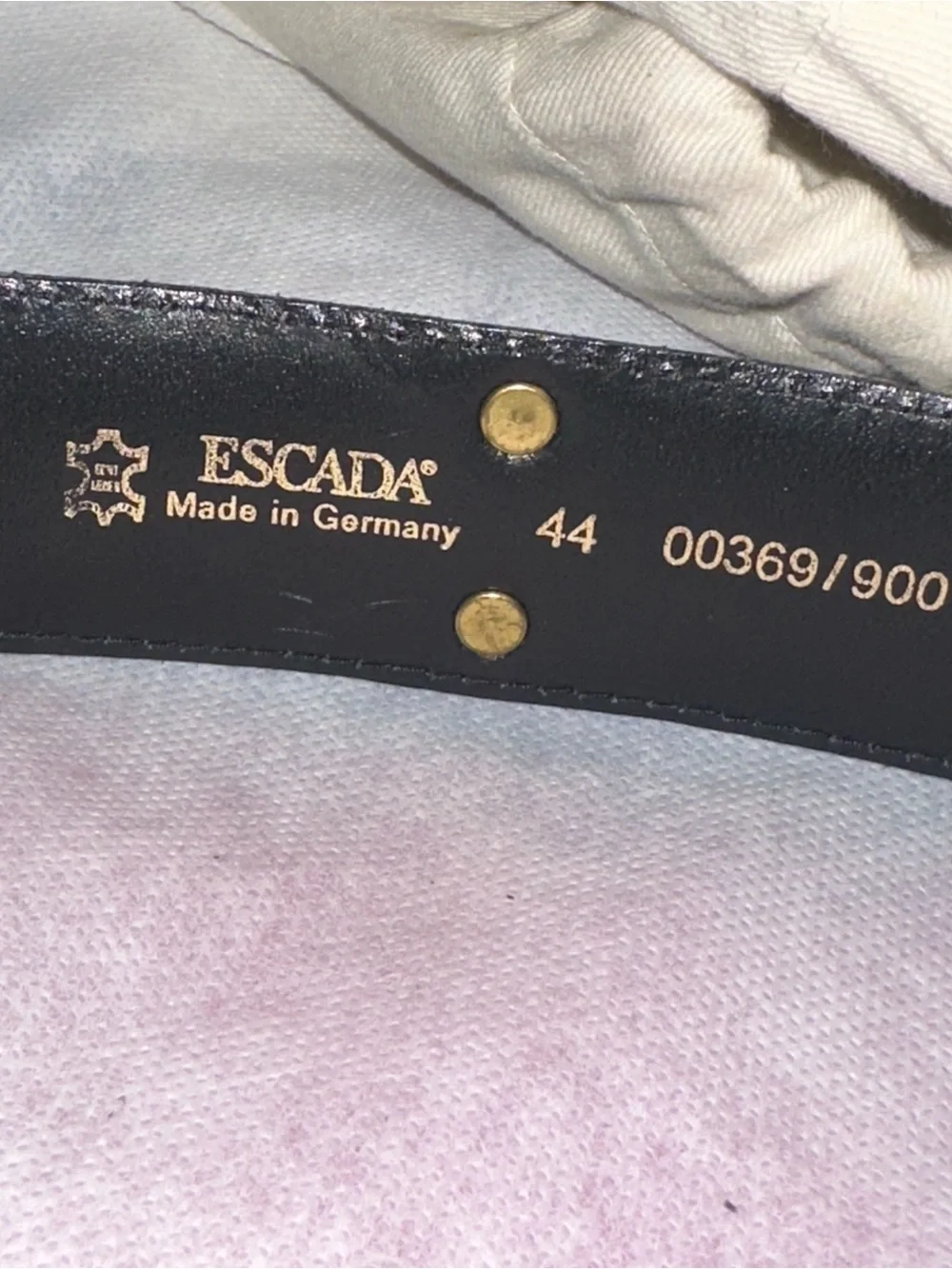 vintage Escada Gold Studded Oval Buckle Women's Belt - Black